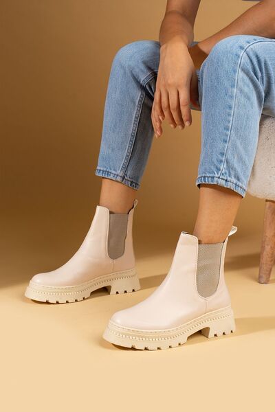 Pembe Potin حذاء نسائي مريح للاستخدام اليومي بنعل بولي كريمي وبطانة دافئة