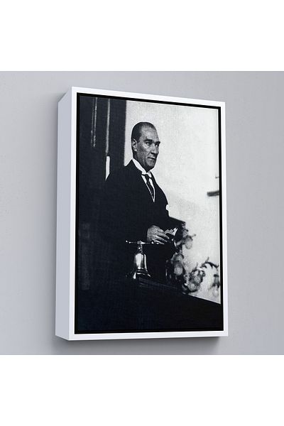 Harita Sepeti Pictură portret Ataturk cu cadru alb Mustafa Kemal Ataturk Pictură decorativă pe pânză dreptunghiulară