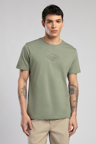 Lee Cooper Ανδρικό μπλουζάκι Mattias και χακί με λαιμόκοψη