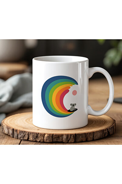 BB TRADE White Ceramic Printed Mug with Sitting Teddy Bear Design 330ml