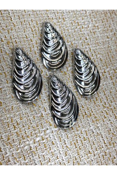 ODDA TASARIM ATÖLYESİ Mussel Shell Model Silver Color Extra Large Button Set(4.3cm)