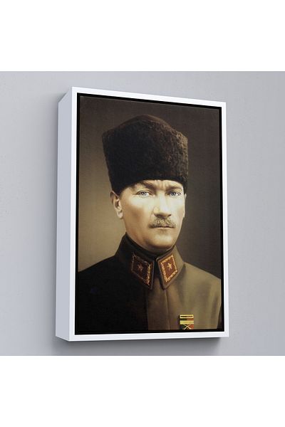 Harita Sepeti Pictură portret Ataturk cu cadru alb Mustafa Kemal Ataturk Pictură decorativă pe pânză dreptunghiulară