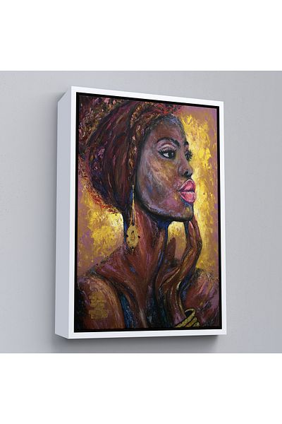 Harita Sepeti Portret de femeie africană cu cadru alb Pictură murală Pop Art