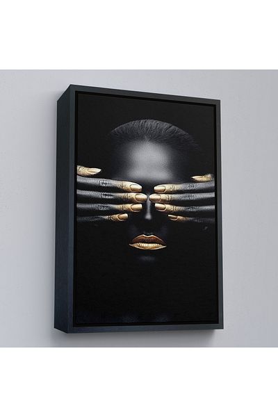 Harita Sepeti Femeie africană cu cadru auriu, pictură pe pânză pentru fată africană