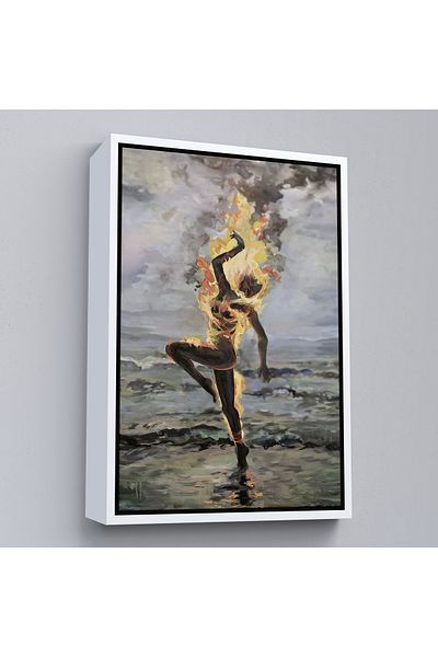 Harita Sepeti Γυναικεία ζωγραφική τοίχου που χορεύει όταν ανάβει με λευκό πλαίσιο