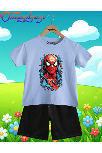 oneagılyazı Spiderman Štampano Oversize kroj Dječje šortseve T-shirt seta