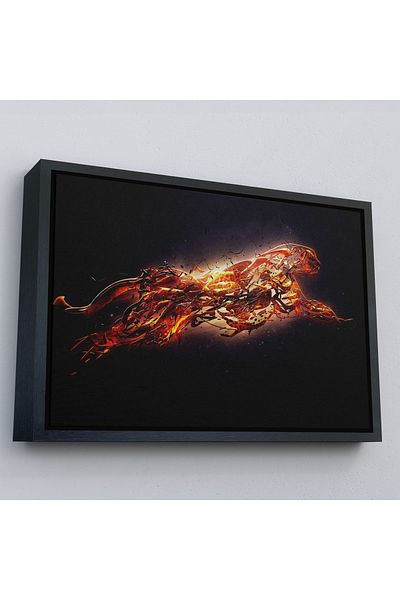 Harita Sepeti Gold Color Running Cheetah Art Print with Gold Frame, Animal Wall Art, Large Art Print