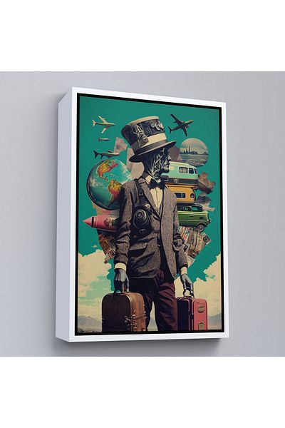 Harita Sepeti Traveling Man in a White Frame Suit Vintage Canvas Print