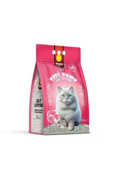 Happy Topaklanan Bentonit Bebek Pudralı Kedi Kumu 5 Lt