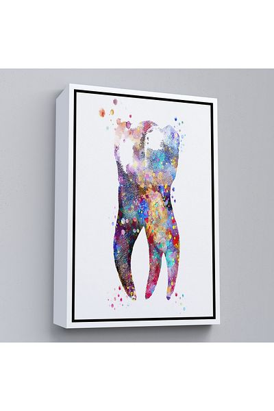 Harita Sepeti Dinte colorat cu cadru alb, tablou de perete pentru dentist