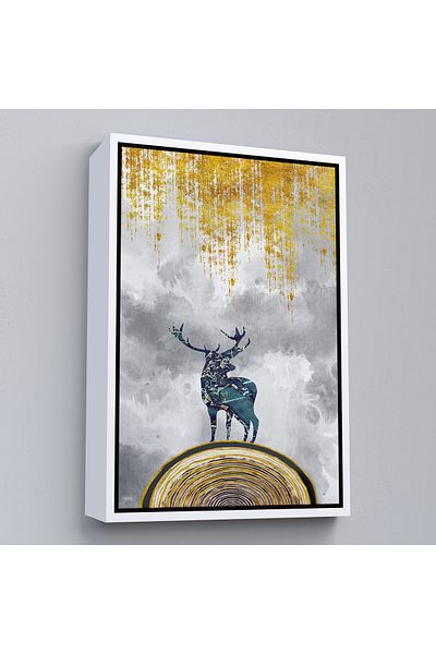 Harita Sepeti Pictură de cerb auriu cu design modern cu cadru negru