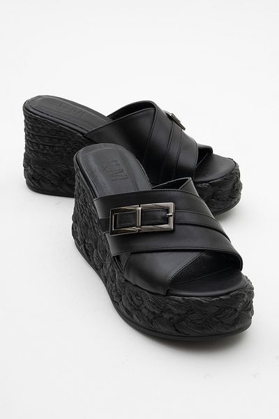 LuviShoes Papuci de damă cu toc cu pană din piele naturală PALMAS