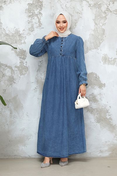Neva Style Blugi Hijab Albastru - Rochie 19144M