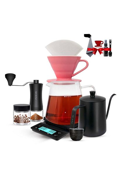 MIBRU V60 Coffee Set 11 Piece Coffee Drip Coffee Making Kit Premium Pour Over Manual Grinder Dripper