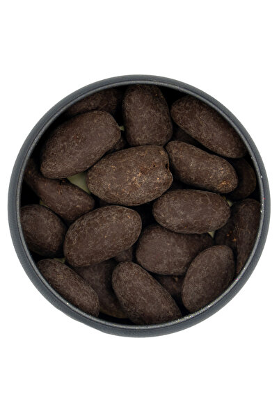 Elamore Şeker İlavesiz, Glütensiz, Vegan Hurmalı Bitter Çikolata - Siyah Yuvarlak Metal Kutu, 150 gr