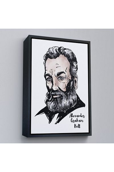 Harita Sepeti Διακοσμητικός πίνακας σε καμβά Alexander Graham Bell με χρυσό πλαίσιο