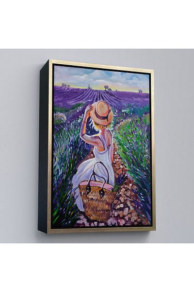 Harita Sepeti Tablou de femeie pe Lavanda violetă Tarka cu cadru auriu