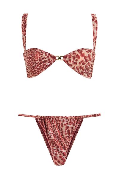 AQUELLA Strapless Bikini Set with Patterned Accessories