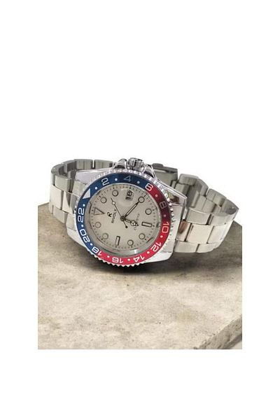 Rivoly Men's Stainless Steel Analog Quartz Watch Date Display Easy to Read Fashion Design Waterproof