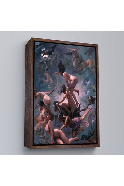 Harita Sepeti Witches Going to Synagoga in White Frame, Luis Ricardo Falero Vision De Faust 1878 Vintage Canvas Print