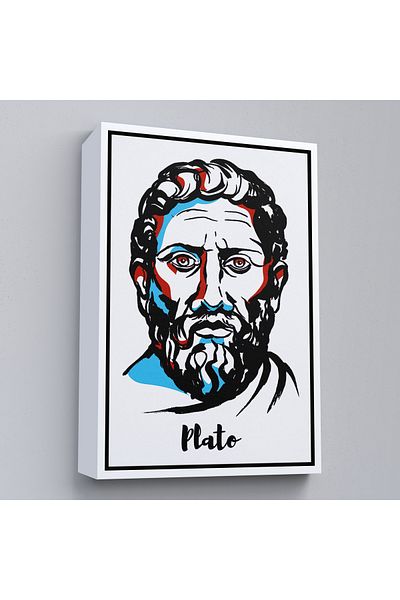 Harita Sepeti Tablou decorativ pe pânză Plato cu cadru alb