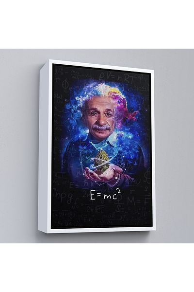 Harita Sepeti Pictură pe pânză Albert Einstein E=mc2 cu cadru alb, cadou pentru profesorul de matematică