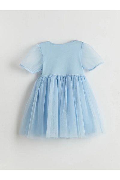 LC Waikiki LCW Kids Lilac Elsa εμπριμέ χτενισμένο βαμβακερό φόρεμα για κορίτσια