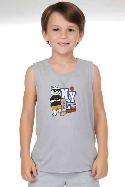 FYK COLLECTİON Wild Skaters Printed Boys' Suspender T-Shirt and Shorts Set Top and Bottom