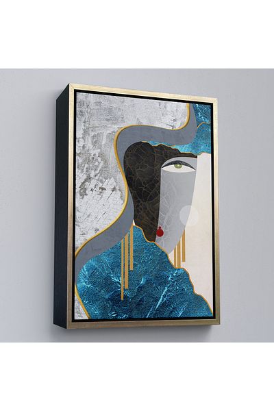 Harita Sepeti Pictură abstractă a feței de femeie cu cadru auriu