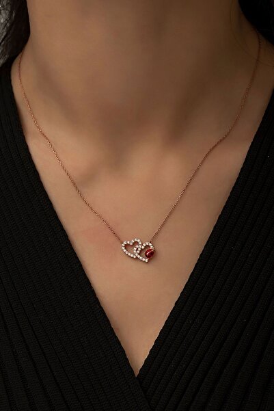 Papatya Silver 925 Ayar Uğur Böcekli Gümüş Kalp Kolye