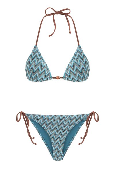 AQUELLA Colorful Patterned Knitwear Triangle Bikini Set