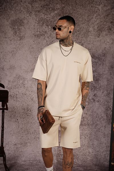 Butik Trend We Crew Neck Printed Oversize Fit Unisex T-Shirt and Shorts Set