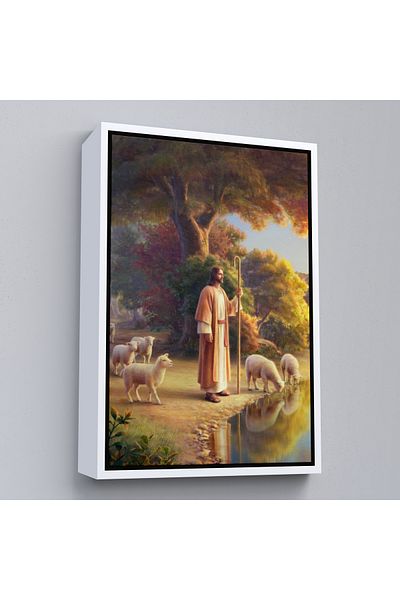 Harita Sepeti Isus Hristos pe malul lacului cu miile în cadru alb, pictură pe pânză cadou bisericii creștine
