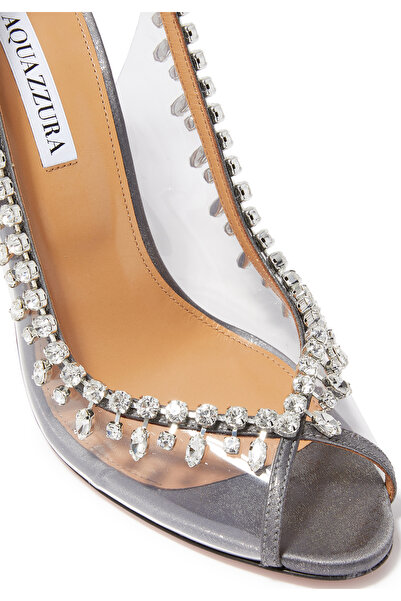 Aquazzura Lüks Kristal Taşlı 105mm Topuklu Sandalet