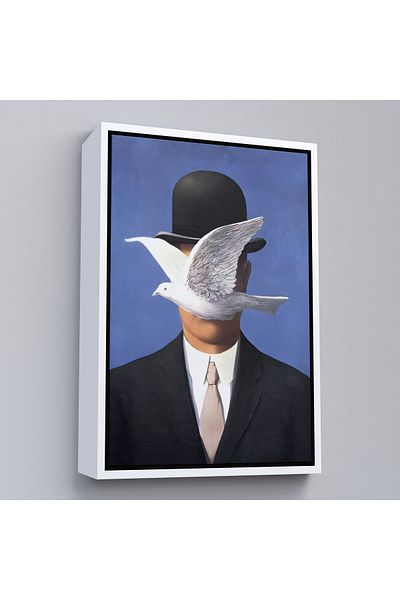 Harita Sepeti Omul într-o pălărie melon cu cadru alb René Magritte Pictură murală