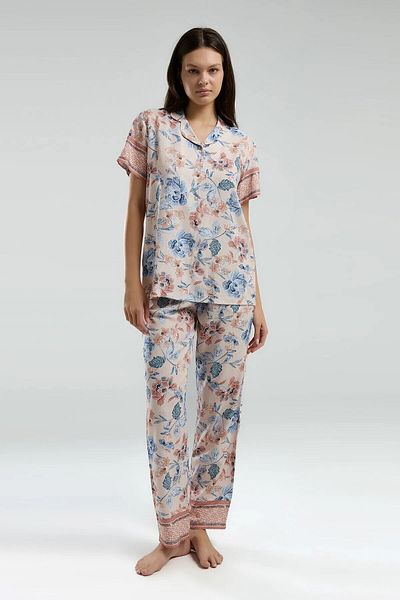 Arnetta Short Sleeve Women's Shirt Collar Front Buttoned Pajama Set