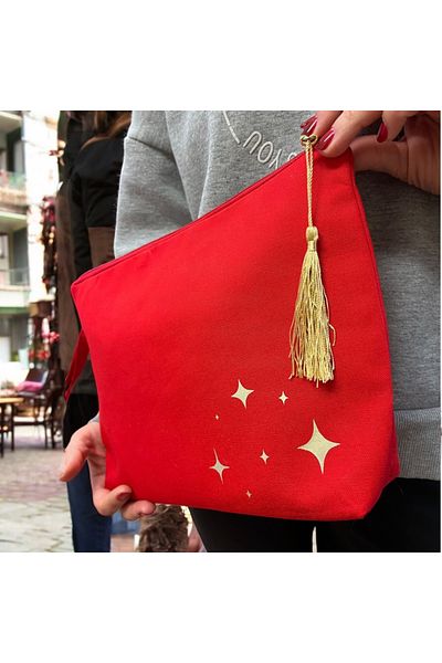 Atölye No 35 Kulturtasche Damen, Kosmetiktasche Rot, 32x24 cm