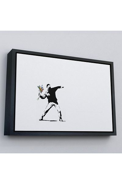 Harita Sepeti Tablou pe pânză cu cadrul de aur Bansky's Man Giving Flowers