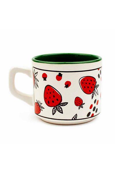 PALTO TASARIM Strawberry Patterned Spiral Design Venus Mug - Gift Ceramic Mug