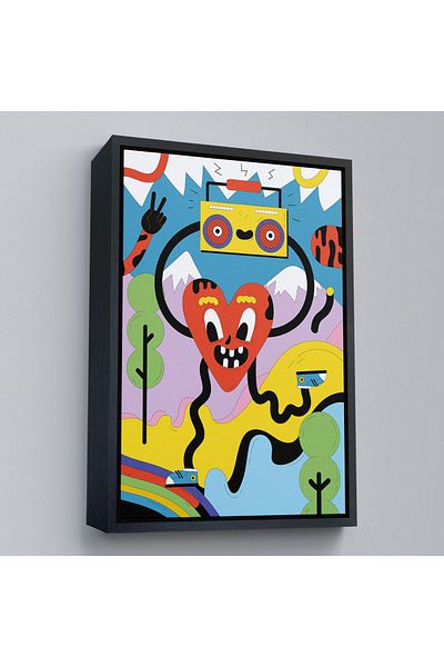 Harita Sepeti Pictură iconică Pop Art Alien cu cadru auriu