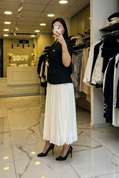 Vosse Ekol Siyah Pileli Ceket Elbise