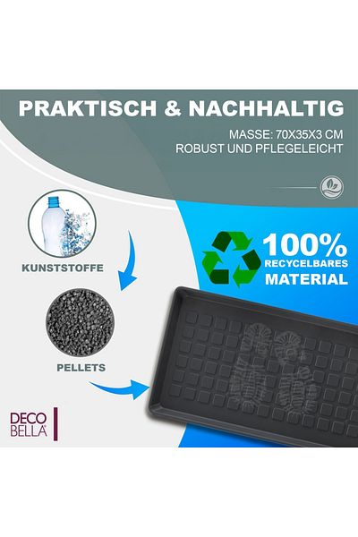 Decobella 3 Stück Schuhabtropfschale | Schuhtablett Grau | 70x35x3 Cm Schuhwanne