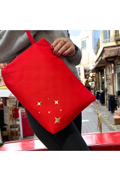 Atölye No 35 Kulturtasche Damen, Kosmetiktasche Rot, 32x24 cm