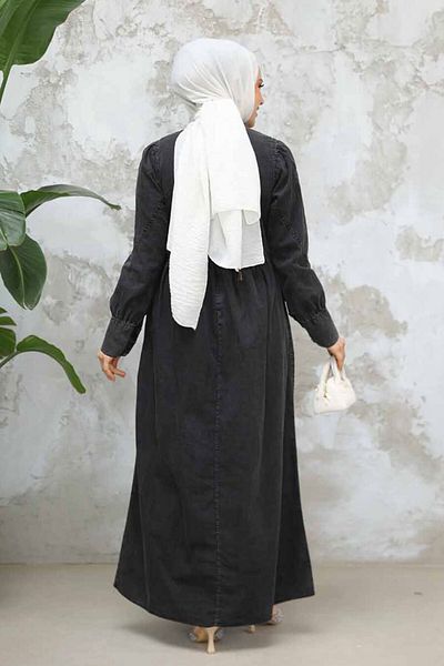Neva Style Blugi Hijab Antracit cu Robă, Rochie Model 19142ANT