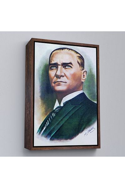Harita Sepeti Pictură portret Ataturk cu cadru alb Mustafa Kemal Ataturk Pictură decorativă pe pânză dreptunghiulară