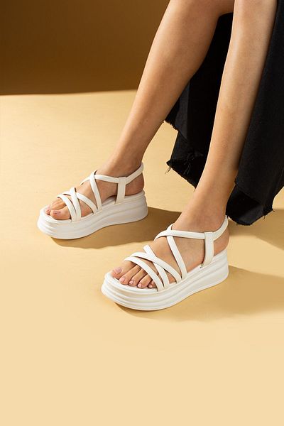 Pembe Potin Stylish Women's Sandals with White Straps - Comfortable Poly Sole