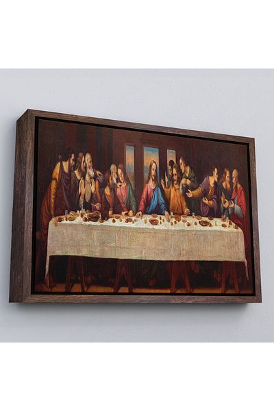 Harita Sepeti Τελευταίο δείπνο Da Vinci σε καμβά με λευκό πλαίσιο