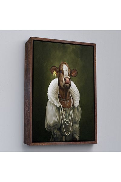 Harita Sepeti Medieval Noble Cow Wall Painting with White Frame