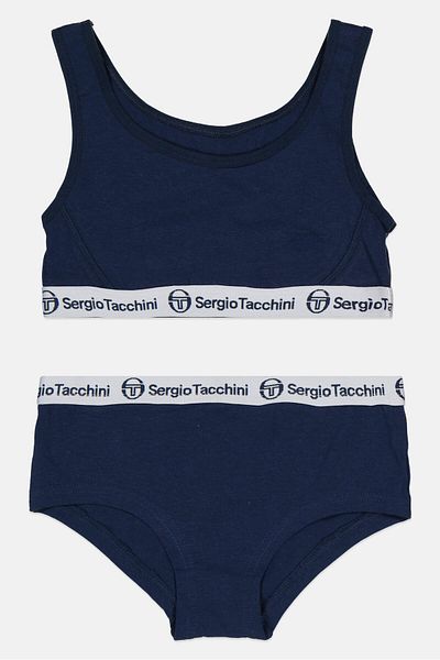 Sergio Tacchini Kids Girl 2 Pieces Non Padded Brand Logo Top And Bottom Set, Navy