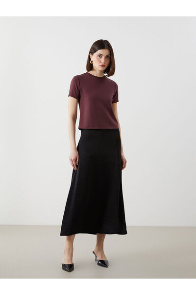 LC Waikiki Vizyon Νέα σεζόν Γυναικεία σατέν φούστα σε γραμμή Α με φερμουάρ στ...